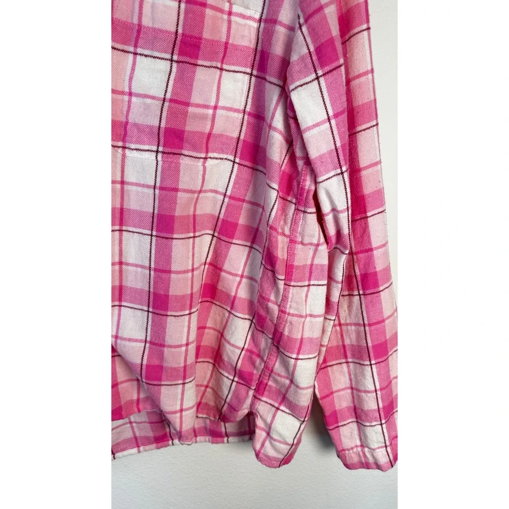 J.Crew Pink Plaid Flannel Ruffle Pajama Set Coquette Preppy M 2PC Size Medium